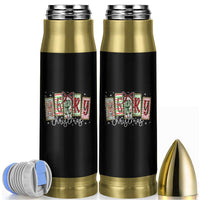 Merry Christmas Coquette Xmas Faux Glitter Gingham Tartan Doodle Bullet Tumbler - Wonder Print Shop