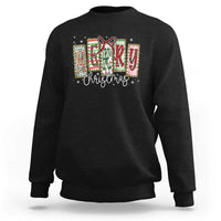 Merry Christmas Coquette Xmas Faux Glitter Gingham Tartan Doodle Sweatshirt - Wonder Print Shop