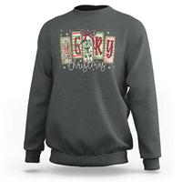 Merry Christmas Coquette Xmas Faux Glitter Gingham Tartan Doodle Sweatshirt - Wonder Print Shop