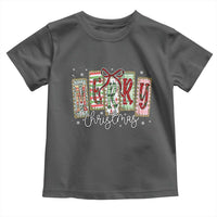 Merry Christmas Coquette Xmas Faux Glitter Gingham Tartan Doodle Toddler T Shirt - Wonder Print Shop