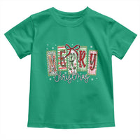 Merry Christmas Coquette Xmas Faux Glitter Gingham Tartan Doodle Toddler T Shirt - Wonder Print Shop