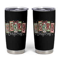 Merry Christmas Coquette Xmas Faux Glitter Gingham Tartan Doodle Tumbler Cup - Wonder Print Shop