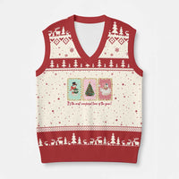 It's The Most Wonderful Time Of The Year V-Neck Knit Sweater Vest Coquette Xmas - Wonder Print Shop
