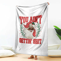 Funny African American Black Santa Christmas Throw Blanket You Aint Getting Shit Inappropriate Xmas - Wonder Print Shop