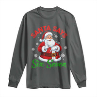 Funny Santa Says Six Seven Long Sleeve Shirt Christmas 67 Meme Santa Gen Alpha Slang - Wonder Print Shop