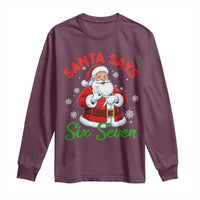 Funny Santa Says Six Seven Long Sleeve Shirt Christmas 67 Meme Santa Gen Alpha Slang - Wonder Print Shop