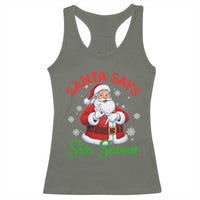 Funny Santa Says Six Seven Racerback Tank Top Christmas 67 Meme Santa Gen Alpha Slang - Wonder Print Shop