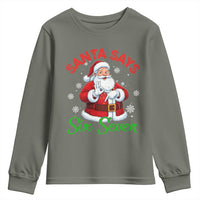 Funny Santa Says Six Seven Youth Sweatshirt Christmas 67 Meme Santa Gen Alpha Slang - Wonder Print Shop