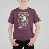 Patriotic USA Army Military 250th Anniversary T Shirt For Kid 250 Years Of Defending Liberty Since 1775 - Wonder Print Shop
