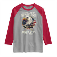 Patriotic USA Army Military 250th Anniversary Raglan Shirt 250 Years Of Defending Liberty Since 1775 - Wonder Print Shop