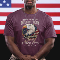 Patriotic USA Army Military 250th Anniversary T Shirt 250 Years Of Defending Liberty Since 1775 - Wonder Print Shop