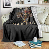 US Navy Military 250th Anniversary Throw Blanket 250 Years Sea To Shore Bald Eagle - Wonder Print Shop