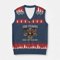 US Navy Military 250th Anniversary V-Neck Knit Sweater Vest 250 Years Sea To Shore Bald Eagle - Wonder Print Shop