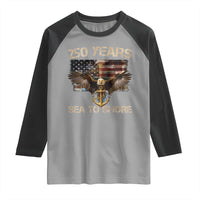 US Navy Military 250th Anniversary Raglan Shirt 250 Years Sea To Shore Bald Eagle - Wonder Print Shop