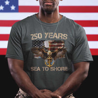 US Navy Military 250th Anniversary T Shirt 250 Years Sea To Shore Bald Eagle - Wonder Print Shop