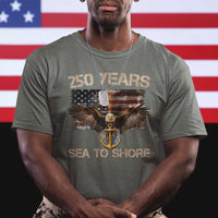 US Navy Military 250th Anniversary T Shirt 250 Years Sea To Shore Bald Eagle - Wonder Print Shop