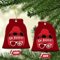 Funny Xmas Movie Ceramic Ornament Oh Fudge Buffalo Plaid Printed Graphic Beanie Cap - Wonder Print Shop