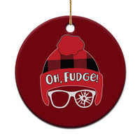 Funny Xmas Movie Ceramic Ornament Oh Fudge Buffalo Plaid Printed Graphic Beanie Cap - Wonder Print Shop