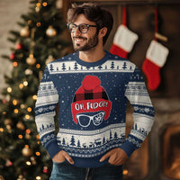 Funny Xmas Movie Ugly Christmas Sweater Oh Fudge Buffalo Plaid Printed Graphic Beanie Cap - Wonder Print Shop