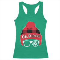 Funny Christmas Movie Racerback Tank Top Oh Fudge Buffalo Plaid Printed Graphic Beanie Cap - Wonder Print Shop