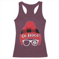 Funny Christmas Movie Racerback Tank Top Oh Fudge Buffalo Plaid Printed Graphic Beanie Cap - Wonder Print Shop