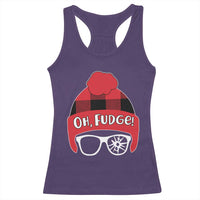 Funny Christmas Movie Racerback Tank Top Oh Fudge Buffalo Plaid Printed Graphic Beanie Cap - Wonder Print Shop