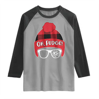 Funny Christmas Movie Raglan Shirt Oh Fudge Buffalo Plaid Printed Graphic Beanie Cap - Wonder Print Shop