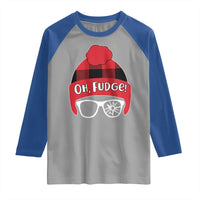 Funny Christmas Movie Raglan Shirt Oh Fudge Buffalo Plaid Printed Graphic Beanie Cap - Wonder Print Shop