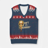 Funny Xmas Movie Leg Lamp V-Neck Knit Sweater Vest Isnt It Glorious - Wonder Print Shop