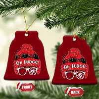 Funny Xmas Movie Ceramic Ornament Oh Fudge Buffalo Plaid Printed Graphic Beanie Cap Xmas Light - Wonder Print Shop