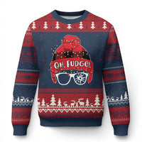 Funny Xmas Movie Ugly Christmas Sweater Oh Fudge Buffalo Plaid Printed Graphic Beanie Cap Xmas Light - Wonder Print Shop