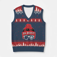Funny Xmas Movie V-Neck Knit Sweater Vest Oh Fudge Buffalo Plaid Printed Graphic Beanie Cap Xmas Light - Wonder Print Shop