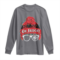 Funny Christmas Movie Long Sleeve Shirt Oh Fudge Buffalo Plaid Printed Graphic Beanie Cap Xmas Light - Wonder Print Shop