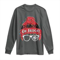 Funny Christmas Movie Long Sleeve Shirt Oh Fudge Buffalo Plaid Printed Graphic Beanie Cap Xmas Light - Wonder Print Shop