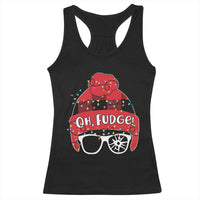 Funny Christmas Movie Racerback Tank Top Oh Fudge Buffalo Plaid Printed Graphic Beanie Cap Xmas Light - Wonder Print Shop