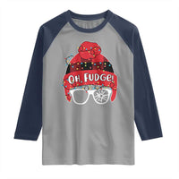 Funny Christmas Movie Raglan Shirt Oh Fudge Buffalo Plaid Printed Graphic Beanie Cap Xmas Light - Wonder Print Shop