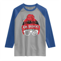 Funny Christmas Movie Raglan Shirt Oh Fudge Buffalo Plaid Printed Graphic Beanie Cap Xmas Light - Wonder Print Shop