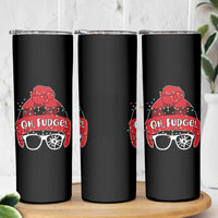 Funny Christmas Movie Skinny Tumbler Oh Fudge Buffalo Plaid Printed Graphic Beanie Cap Xmas Light - Wonder Print Shop