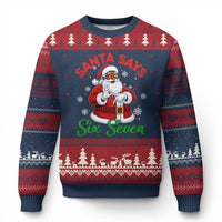 Funny Black Santa Says Six Seven Ugly Christmas Sweater Xmas 67 Meme African American Santa Gen Alpha Slang - Wonder Print Shop