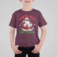 Funny Black Santa Says Six Seven T Shirt For Kid Christmas 67 Meme African American Santa Gen Alpha Slang - Wonder Print Shop