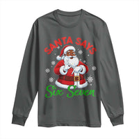 Funny Black Santa Says Six Seven Long Sleeve Shirt Christmas 67 Meme African American Santa Gen Alpha Slang - Wonder Print Shop