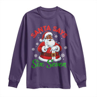 Funny Black Santa Says Six Seven Long Sleeve Shirt Christmas 67 Meme African American Santa Gen Alpha Slang - Wonder Print Shop