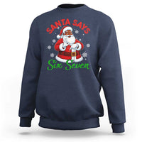 Funny Black Santa Says Six Seven Sweatshirt Christmas 67 Meme African American Santa Gen Alpha Slang - Wonder Print Shop