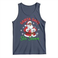 Funny Black Santa Says Six Seven Tank Top Christmas 67 Meme African American Santa Gen Alpha Slang - Wonder Print Shop