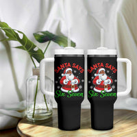 Funny Black Santa Says Six Seven Tumbler With Handle Christmas 67 Meme African American Santa Gen Alpha Slang - Wonder Print Shop