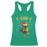Funny F Caw F 67 Meme Racerback Tank Top Cartoon Rooster Chicken Poultry Humor - Wonder Print Shop