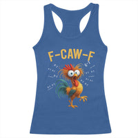 Funny F Caw F 67 Meme Racerback Tank Top Cartoon Rooster Chicken Poultry Humor - Wonder Print Shop