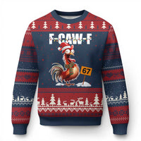 Funny F Caw F 67 Meme Xmas Ugly Christmas Sweater Xmas Cartoon Rooster Chicken Poultry Humor - Wonder Print Shop
