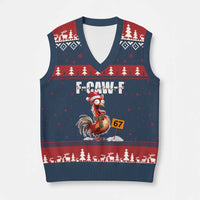 Funny F Caw F 67 Meme Xmas V-Neck Knit Sweater Vest Xmas Cartoon Rooster Chicken Poultry Humor - Wonder Print Shop