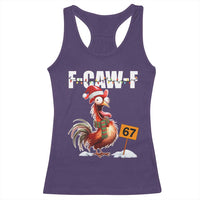 Funny F Caw F 67 Meme Christmas Racerback Tank Top Xmas Cartoon Rooster Chicken Poultry Humor - Wonder Print Shop